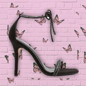 Express Embellished Tubular Ankle Tie Heeled Sandal